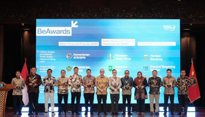 Kementerian ATR/BPN Raih Penghargaan Instansi dengan Pemanfaatan Tanda Tangan Elektronik Paling Masif