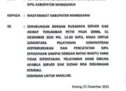 Server SIAK Rusak Disambar Petir, Dukcapil Manggarai Minta Masyarakat Bersabar