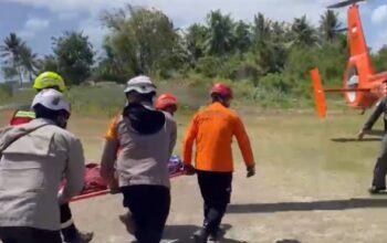 Basarnas Evakuasi Lansia Korban Gempa Manggarai Timur Menggunakan Helikopter Dauphin